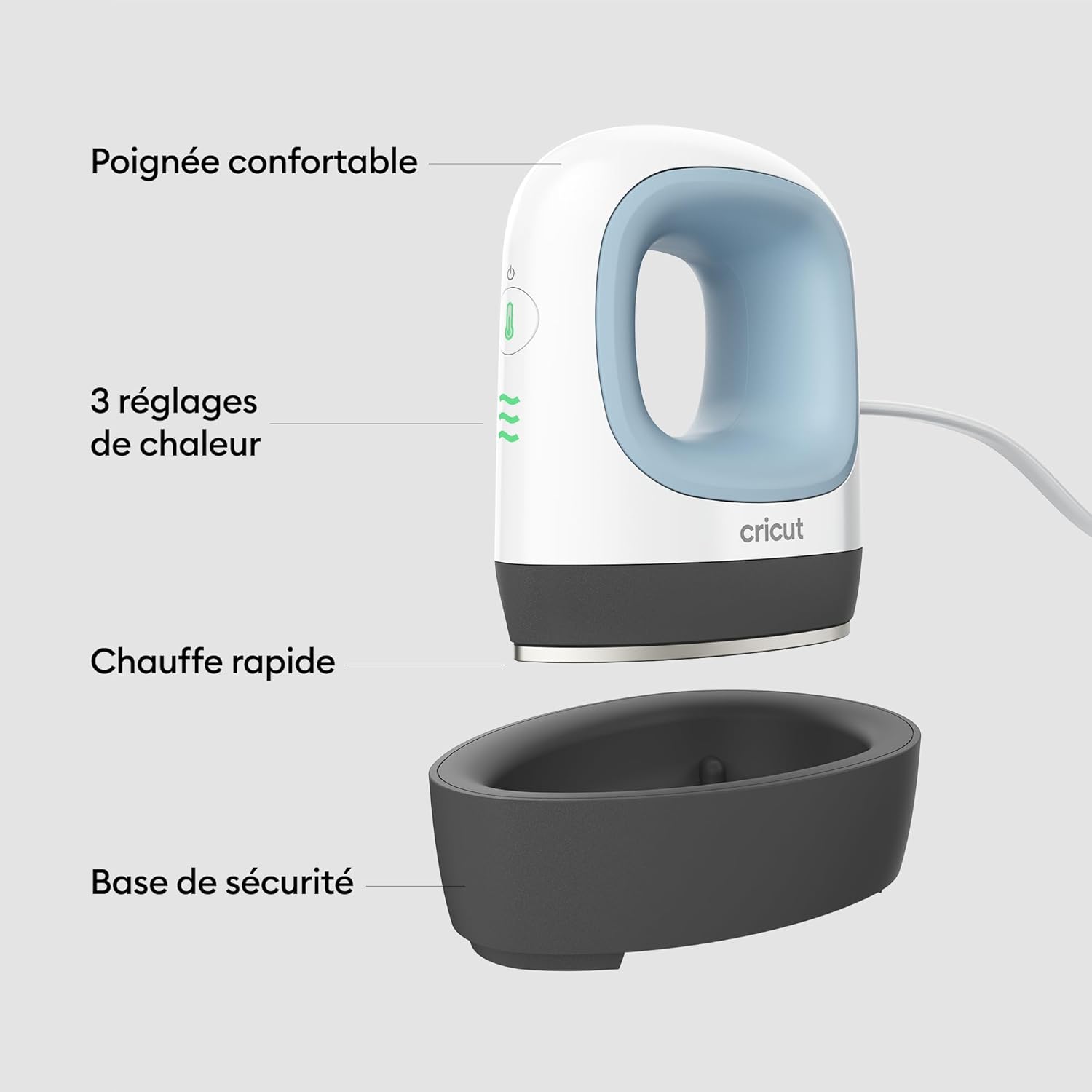 Cricut EasyPress Mini | Presse à chaud compacte pour vinyle thermocollant (HTV), produits Infusible Ink et de sublimation | Bleu zen