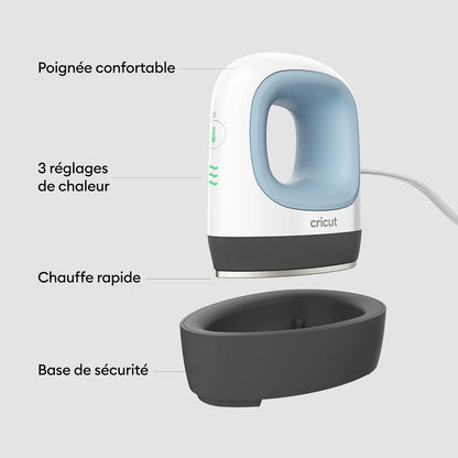Cricut EasyPress Mini | Presse à chaud compacte pour vinyle thermocollant (HTV), produits Infusible Ink et de sublimation | Bleu zen