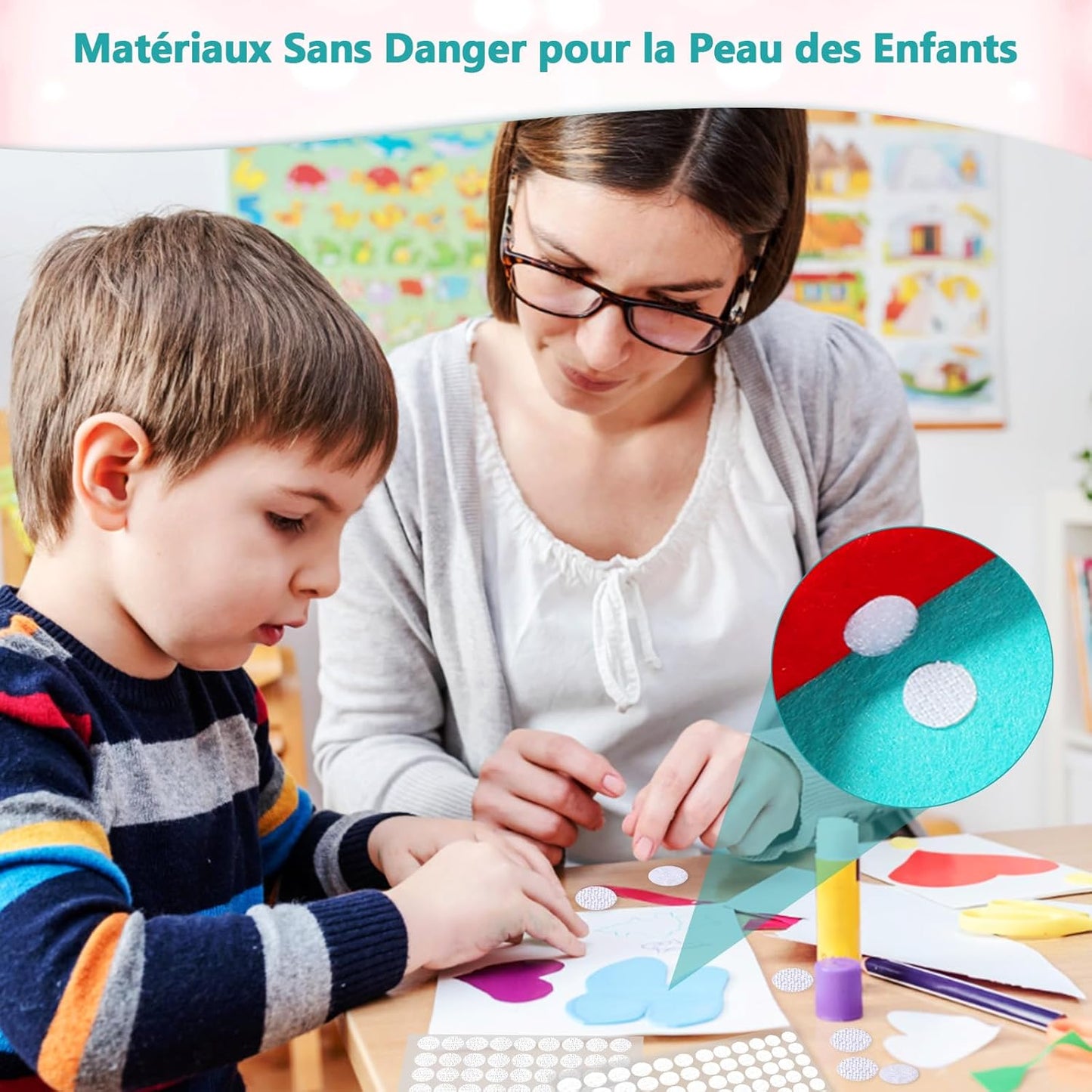 Vinabo 1080 Pcs Scratch Autocollant Rond, Scratch Autocollant Double Face, 540 Paires 10mm Pastille Scratch Autocollant Crochets et Boucles, Pastille Scratch Autocollant pour DIY, Artisanat etc